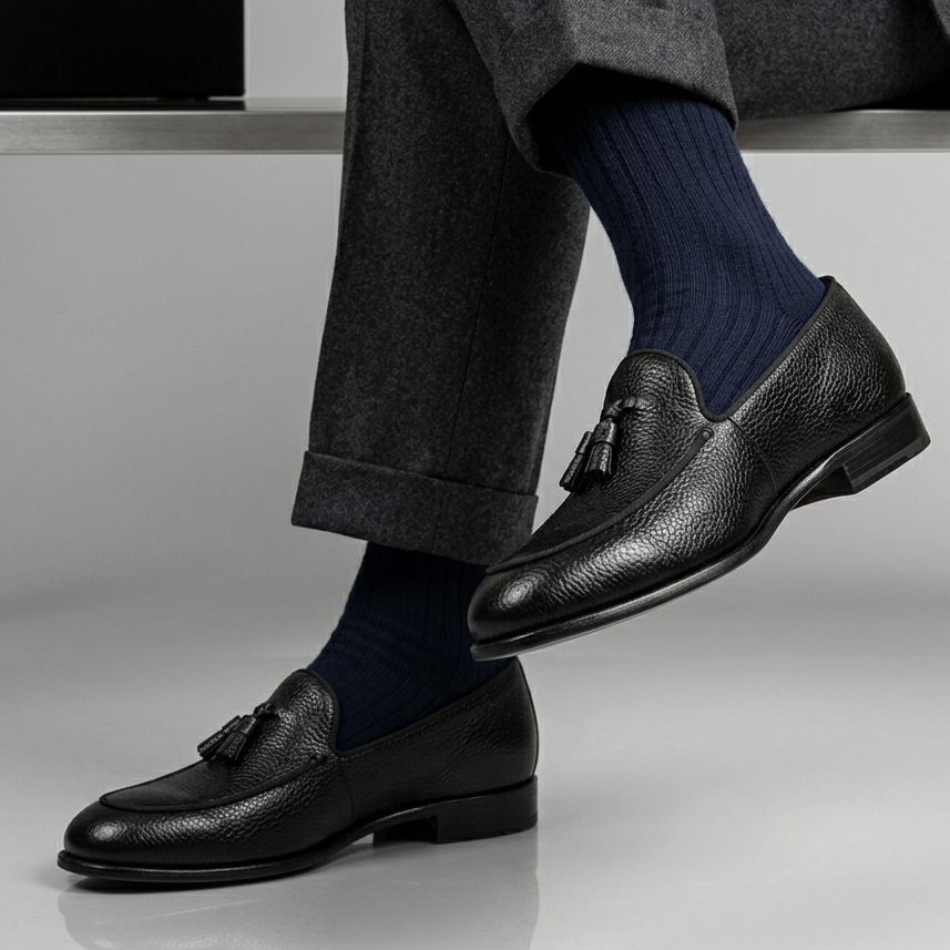 Qara Püsküllü Klassik Loafer Ayaqqabı