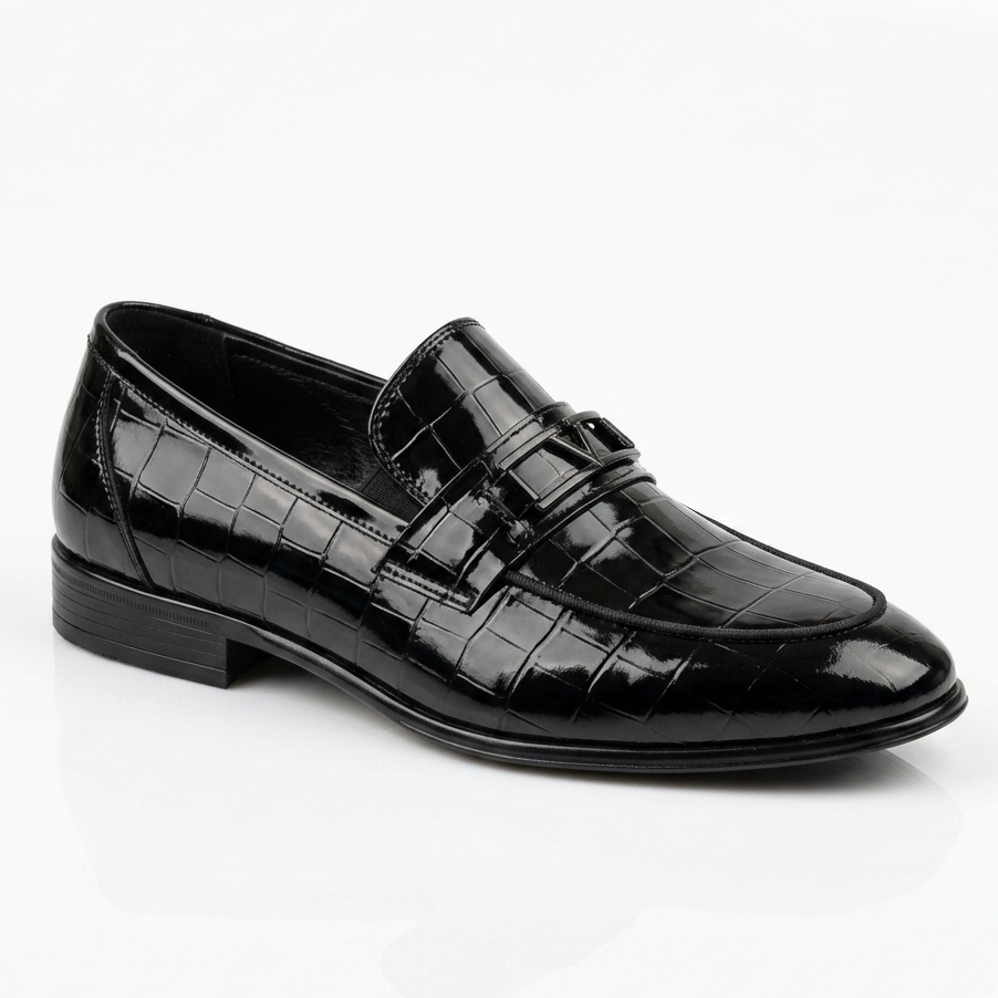 Qara Parlaq Klassik Loafer Ayaqqabı