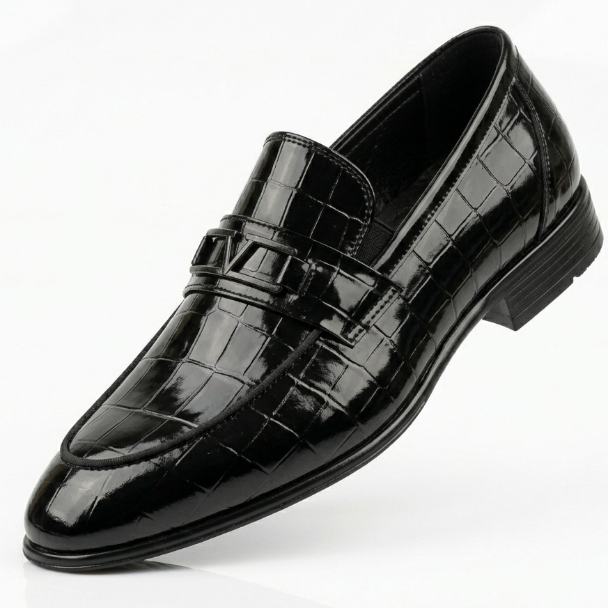 Qara Parlaq Klassik Loafer Ayaqqabı