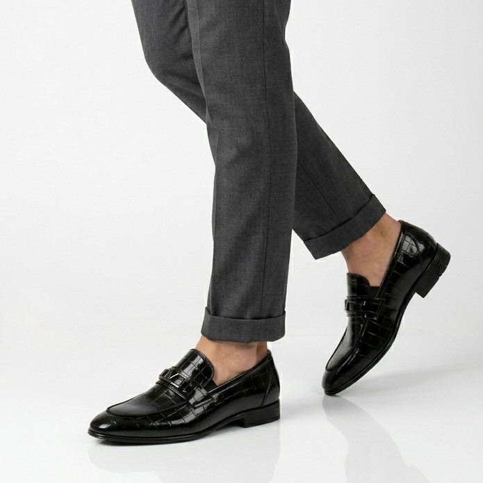 Qara Parlaq Klassik Loafer Ayaqqabı