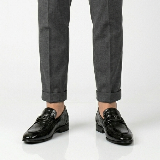 Qara Parlaq Klassik Loafer Ayaqqabı