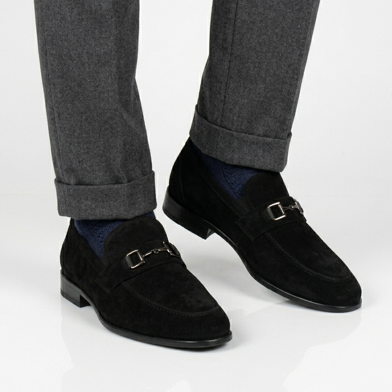 Qara Zamşa Klassik Loafer Ayaqqabı